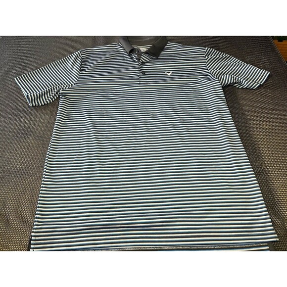 Callaway Other - Callaway Opti-Dri Mens Large Golf Polo Shirt Blue Black Striped Short Sleeve L